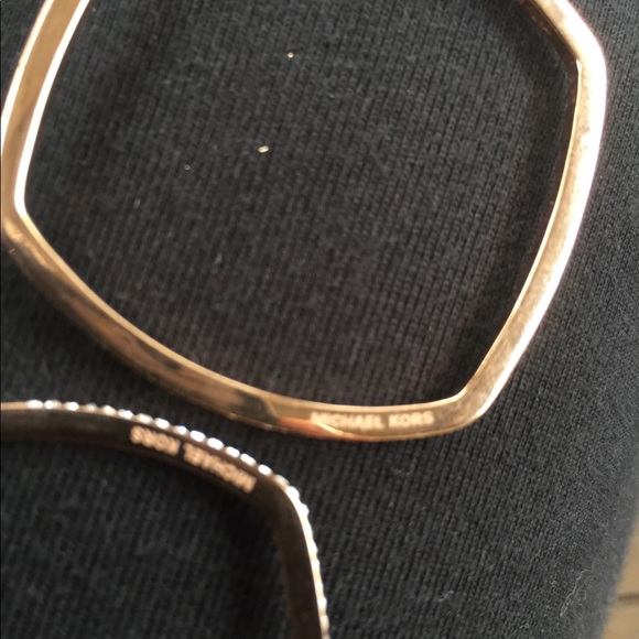 Authentic Square Michael Kors Diamond Gold Hoops - Picture 4 of 8